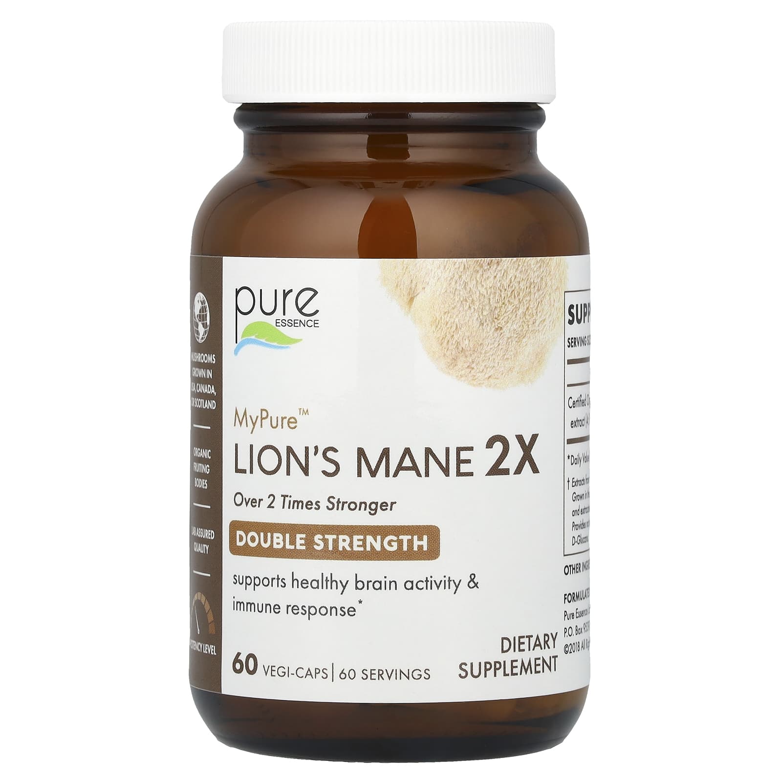 Pure Essence, MyPure™, Lion's Mane 2X, Double Strength, 500 mg, 60 Vegi-Caps - Image 1