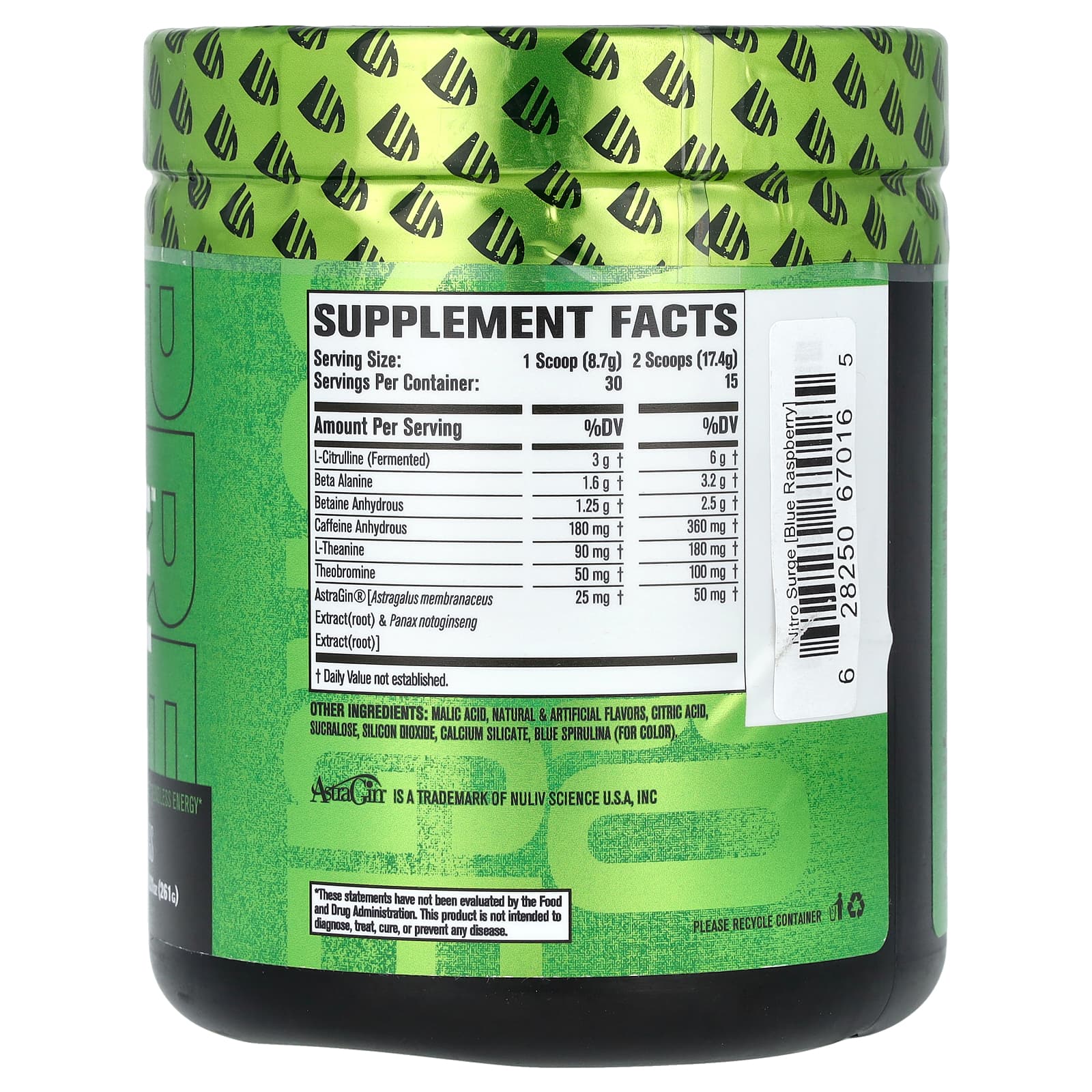 Jacked Factory Nitro Surge Pre-Workout - Blue Raspberry, 9.21 oz (261g) - Image 2