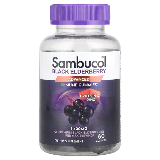 Sambucol, Black Elderberry, Advanced Immune Gummies + Vitamin C + Zinc, 60 Gummies - Image 1