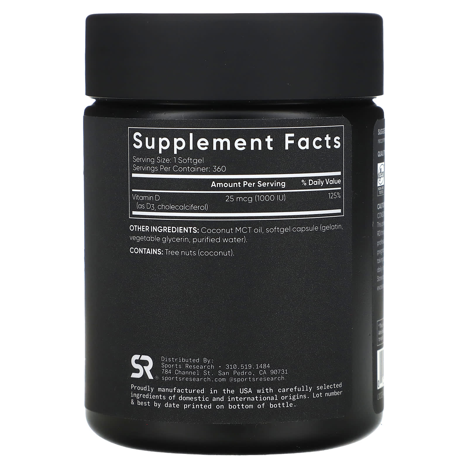 Sports Research, Vitamin D3, High Potency, 25 mcg (1,000 IU), 360 Softgels - Image 2