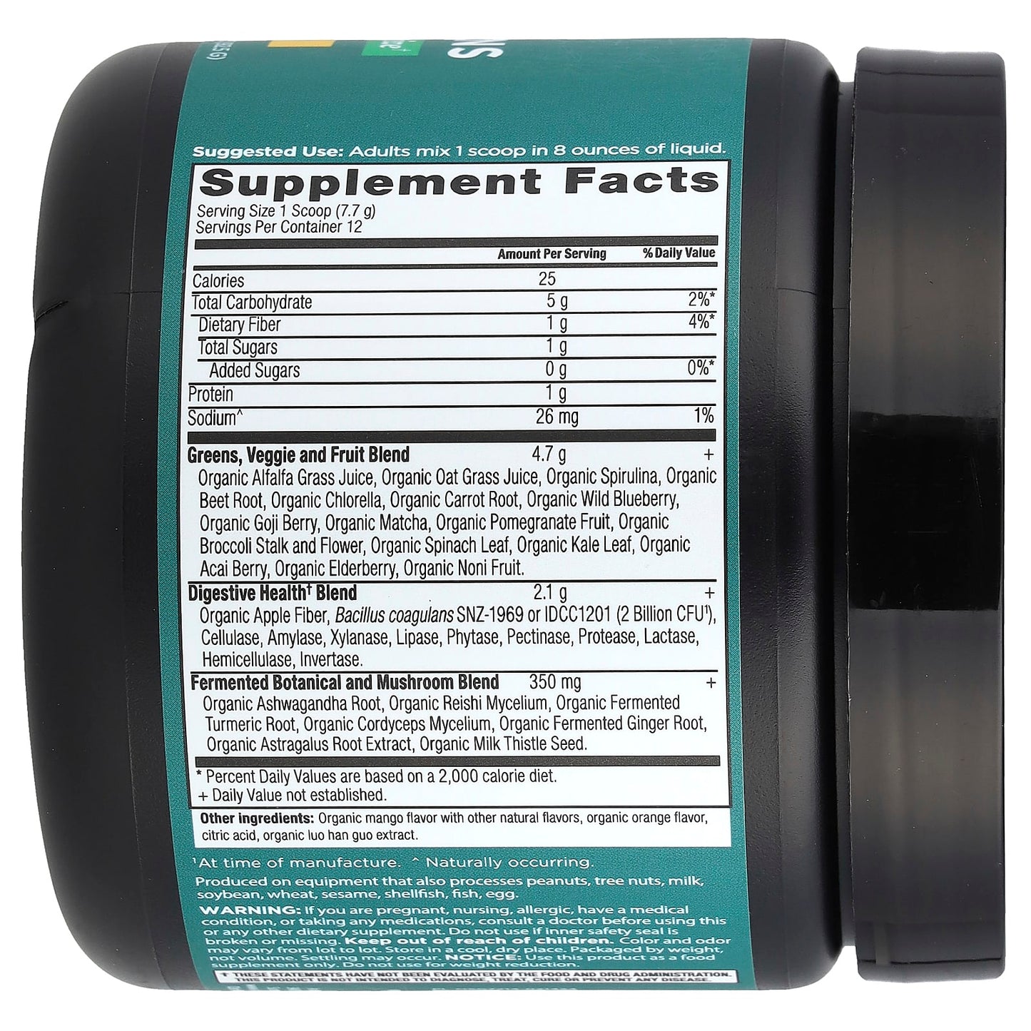 Ancient Nutrition Organic SuperGreens Mango Powder Supplement - Image 2