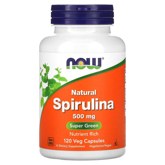 NOW Foods, Natural Spirulina, 500 mg, 120 Veg Capsules - Image 1