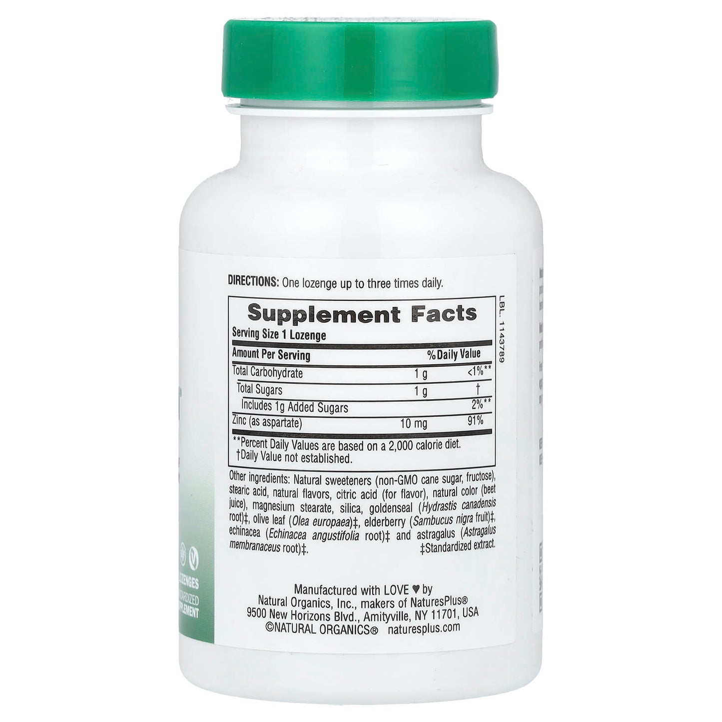NaturesPlus, Herbal Actives, ImmunActin®, Zinc Lozenges, Wild Cherry, 60 Lozenges - Image 2