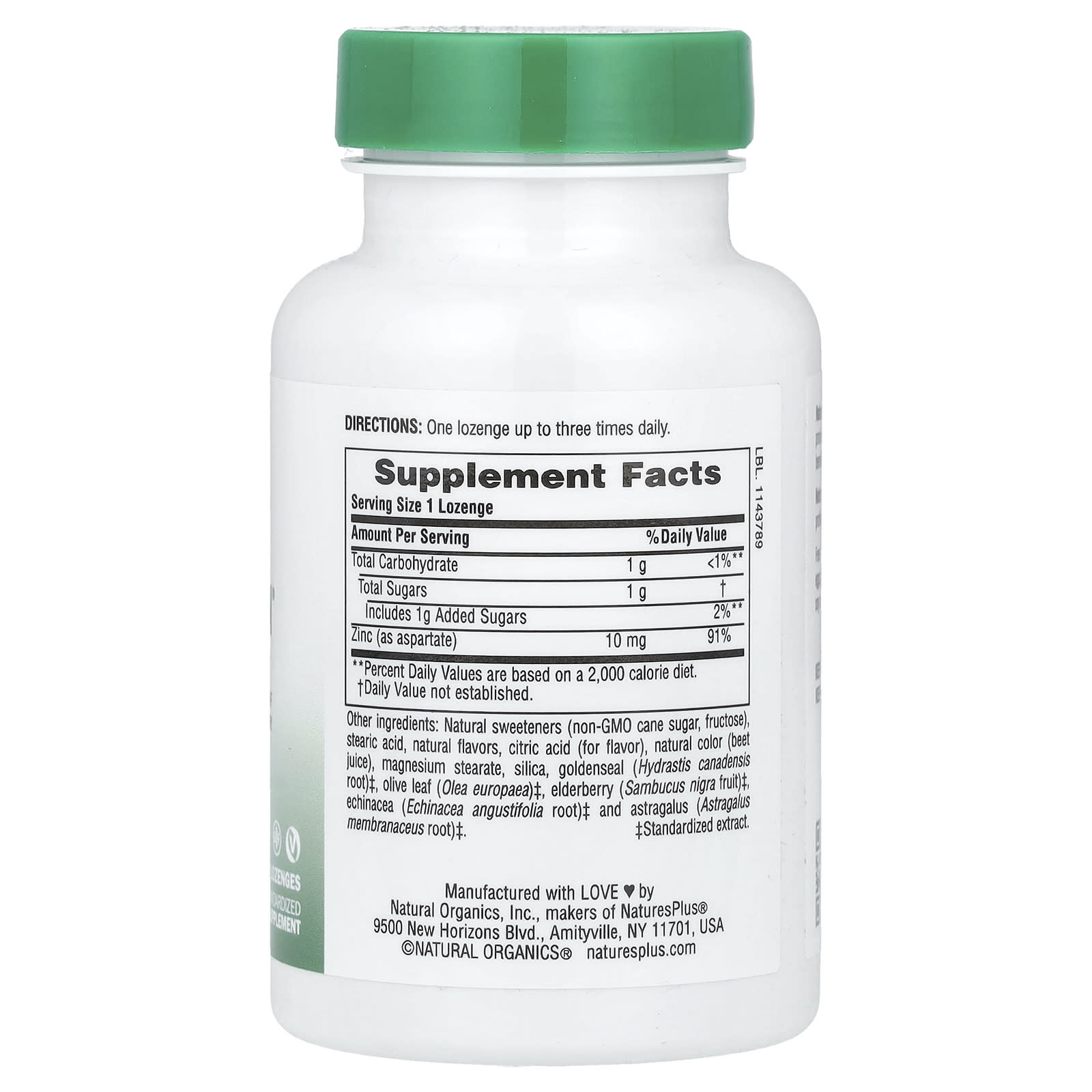 NaturesPlus, Herbal Actives, ImmunActin®, Zinc Lozenges, Wild Cherry, 60 Lozenges - Image 2