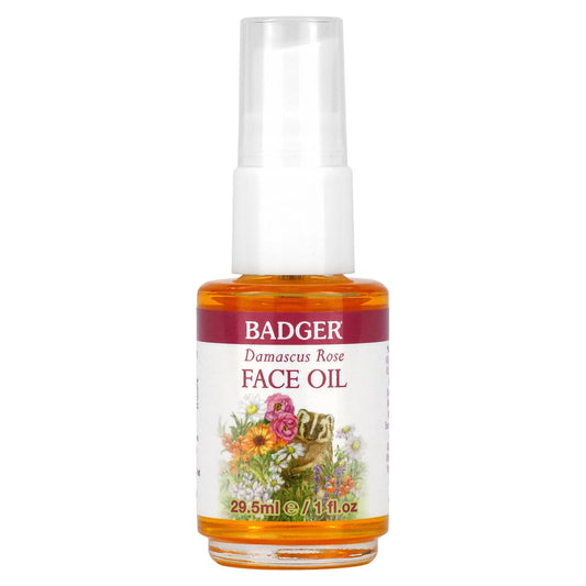 Badger Damascus Rose Face Oil for Dry Skin - USDA Organic & Cruelty-Free - Image 1