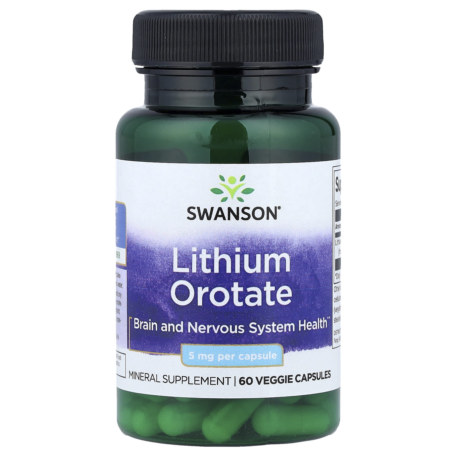 Swanson, Lithium Orotate, 5 mg, 60 Veggie Capsules - Image 1