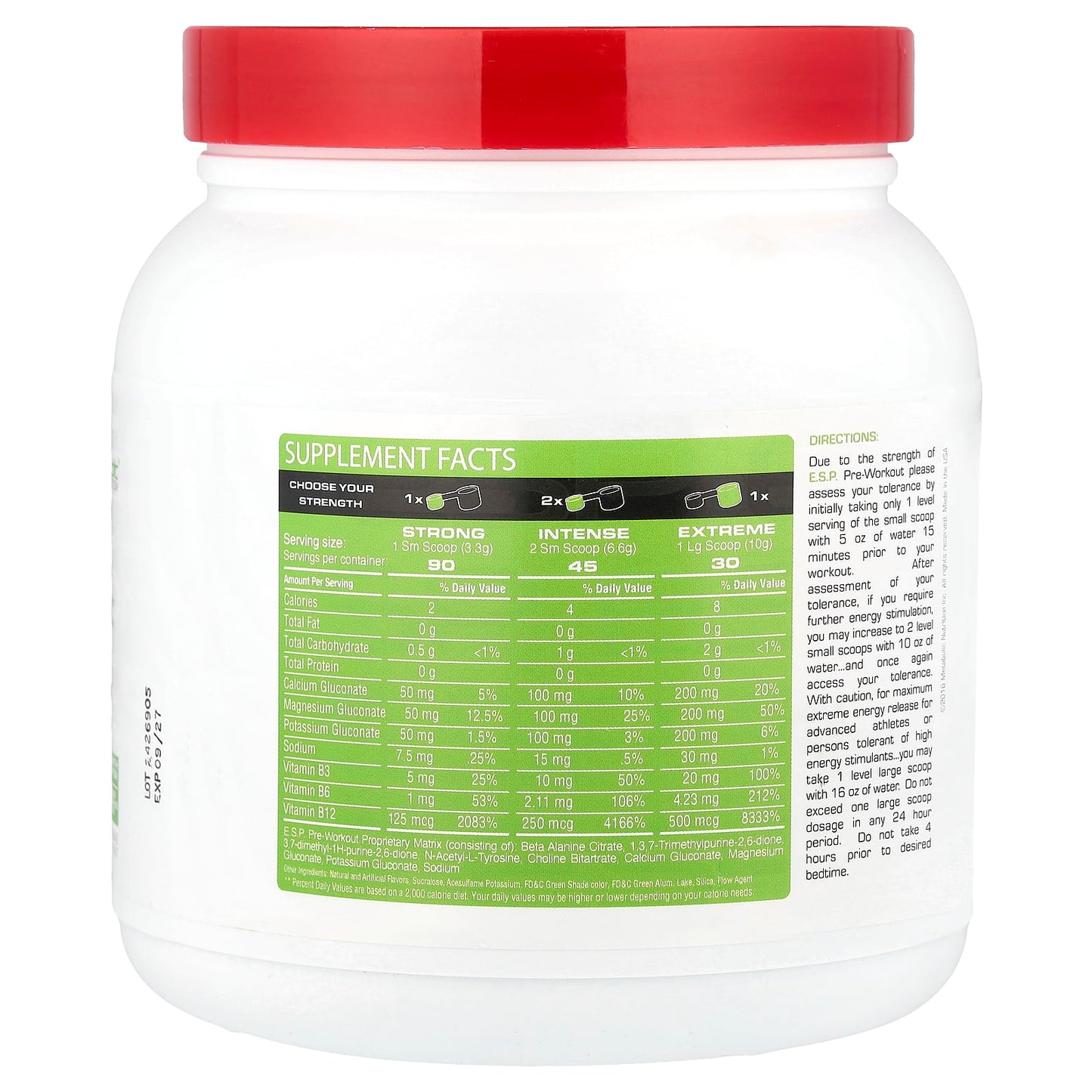 Metabolic Nutrition, E.S.P.® Pre-Workout, Green Apple, 300 g - Image 2
