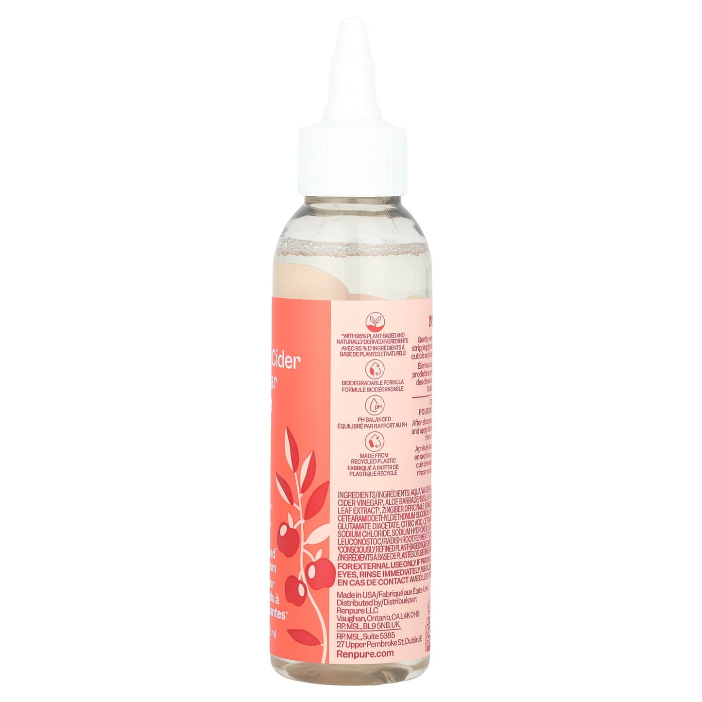 Renpure, Plant-Based Scalp Serum, Apple Cider Vinegar & Aloe, 4 fl oz (118 ml) - Image 2