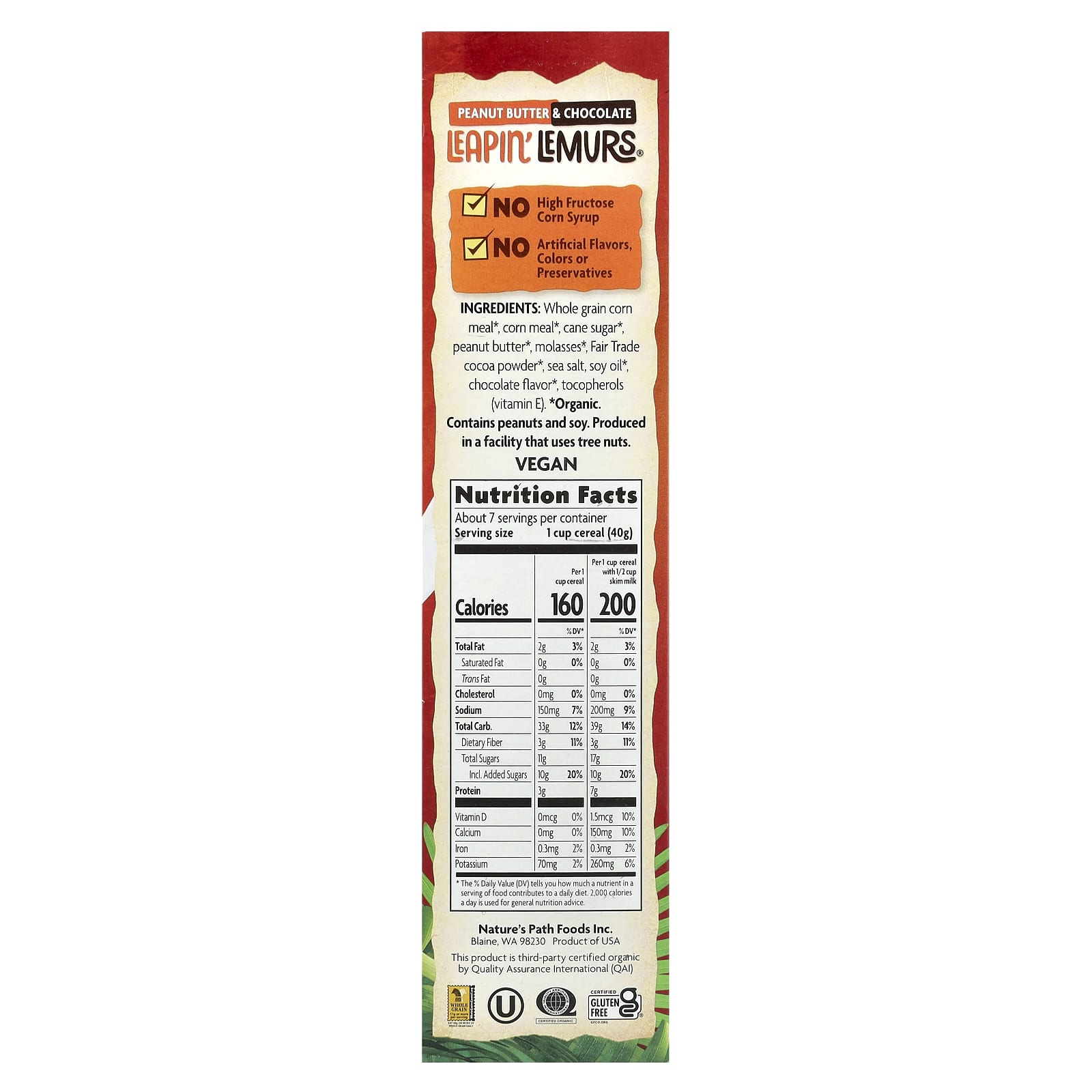 Nature's Path, Envirokidz Organic, Leapin' Lemurs Cereal, Peanut Butter & Chocolate, 10 oz (284 g) - Image 2