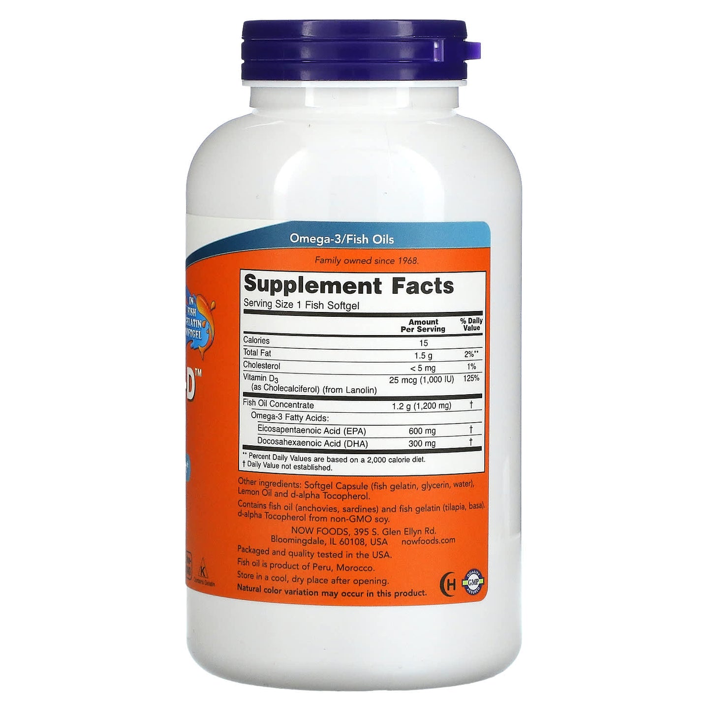 NOW Foods, Ultra Omega 3-D, 600 EPA / 300 DHA, 180 Fish Softgels - Image 2
