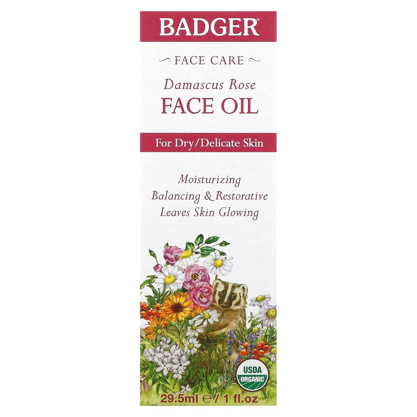 Badger Damascus Rose Face Oil for Dry Skin - USDA Organic & Cruelty-Free - Image 2