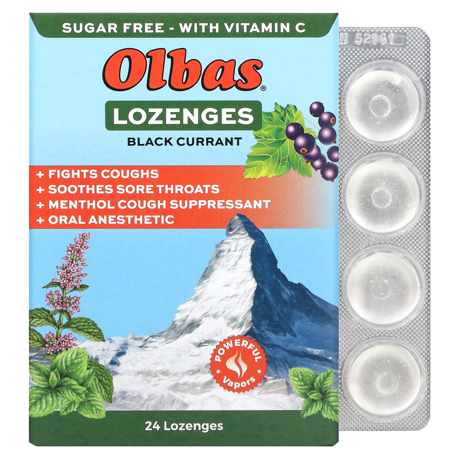 Olbas, Lozenges, Black Currant, 24 Lozenges - Image 1