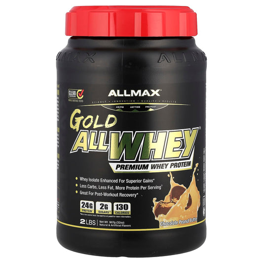 ALLMAX Gold AllWhey Premium Whey Protein, Chocolate Peanut Butter, 2 lbs - Image 1