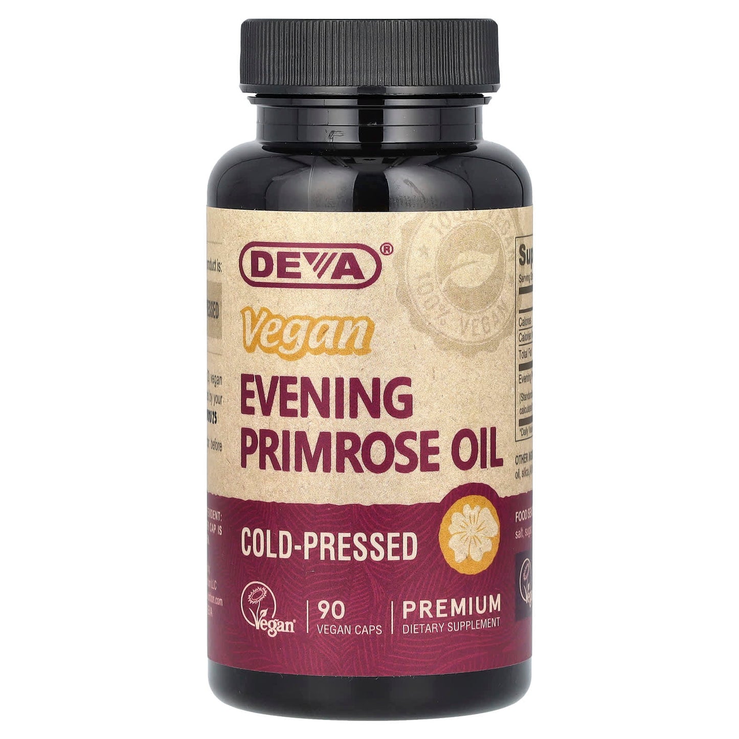 Vegan Evening Primrose Oil Capsules by Deva - 90 Capsules, 500mg each - Image 1