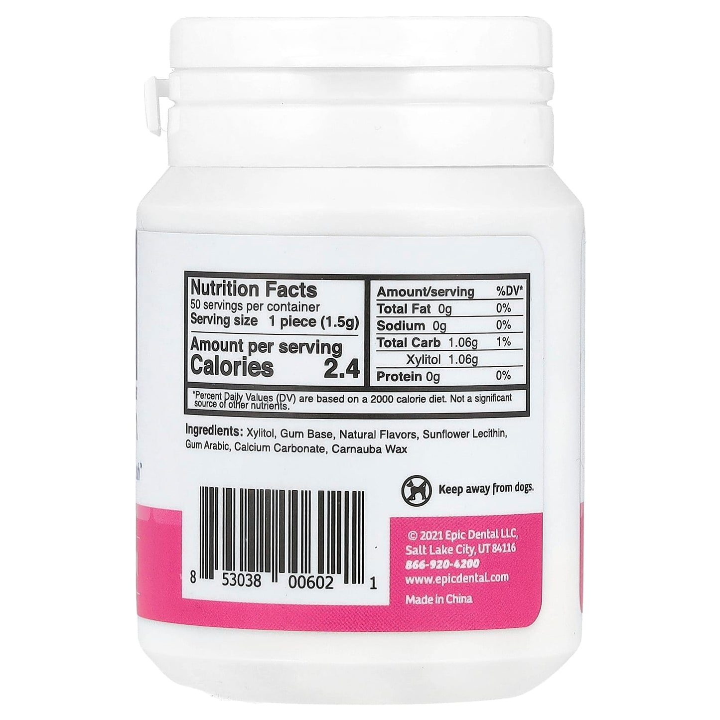 Sugar-Free Bubblegum Xylitol Gum by Epic Dental, 50 Pieces - Image 2