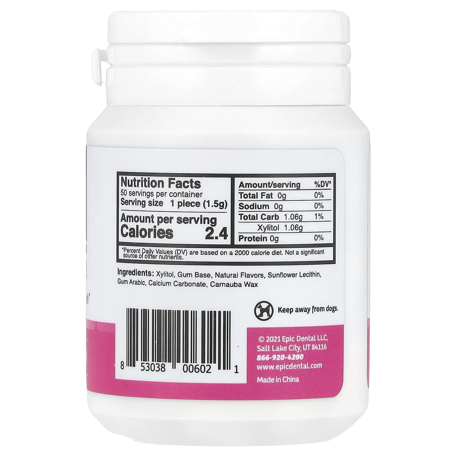 Sugar-Free Bubblegum Xylitol Gum by Epic Dental, 50 Pieces - Image 2
