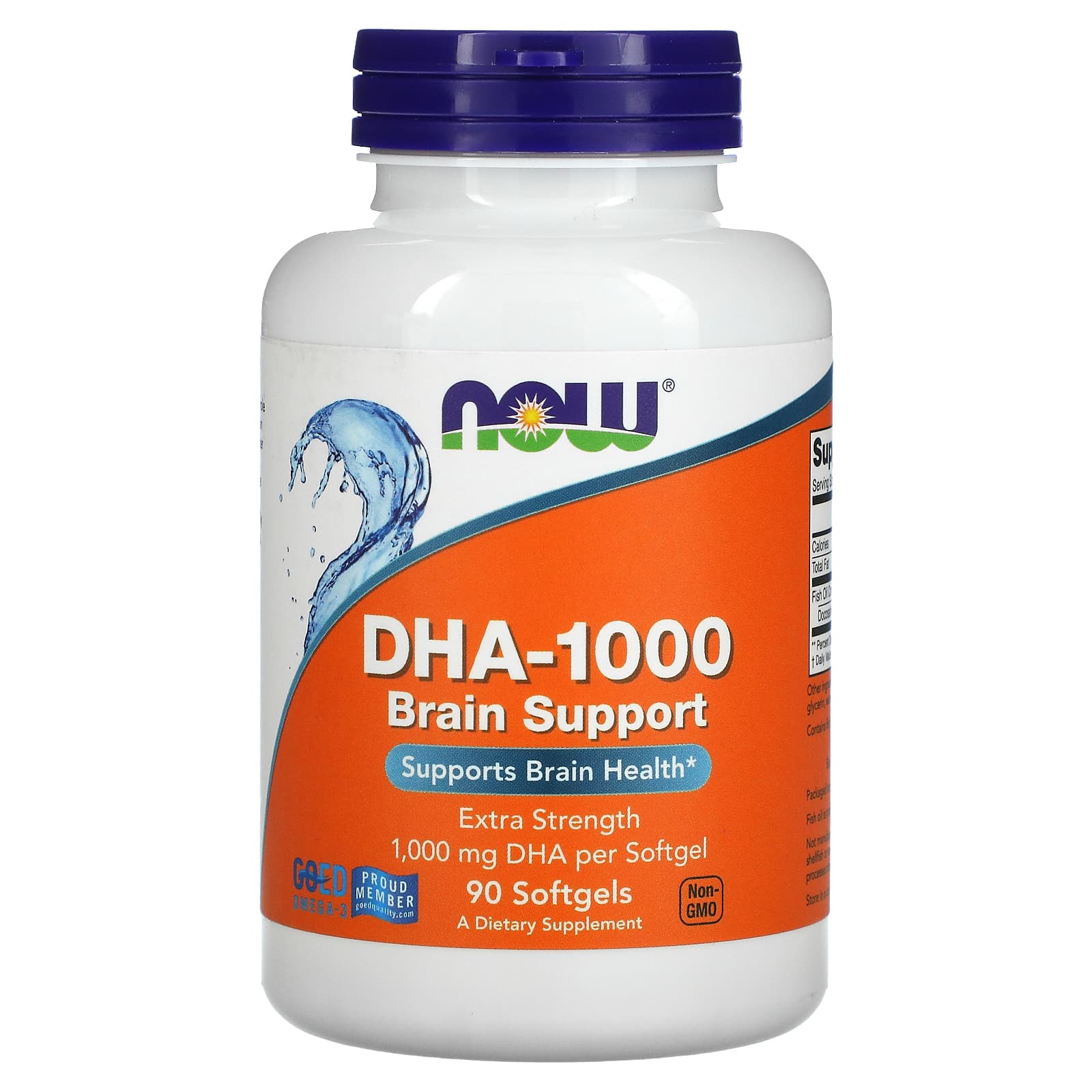 NOW Foods, DHA-1000 Brain Support, Extra Strength, 1,000 mg, 90 Softgels - Image 1