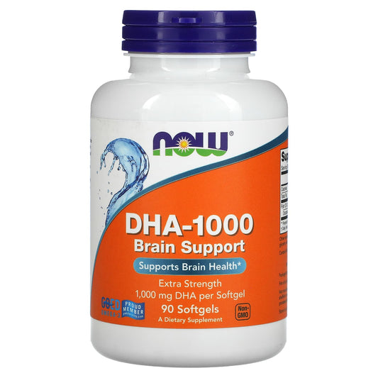 NOW Foods, DHA-1000 Brain Support, Extra Strength, 1,000 mg, 90 Softgels - Image 1