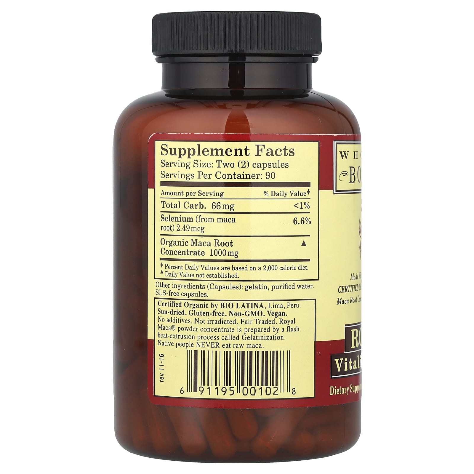 Whole World Botanicals, Royal Maca®, 500 mg, 180 Gel Caps - Image 2