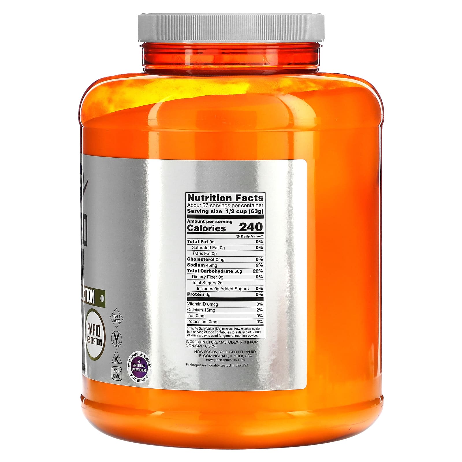 NOW Foods, Sports, Carbo Gain, 8 lbs (3.6 kg) - Image 2
