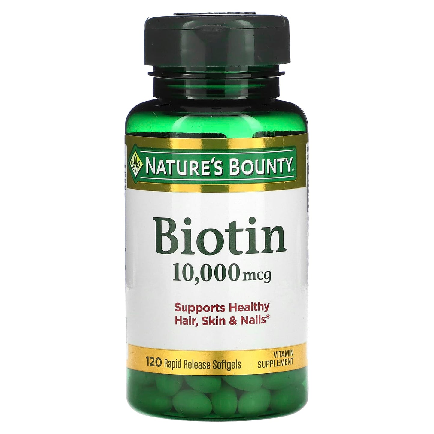 Nature's Bounty, Biotin, 10,000 mcg, 120 Rapid Release Softgels - Image 1