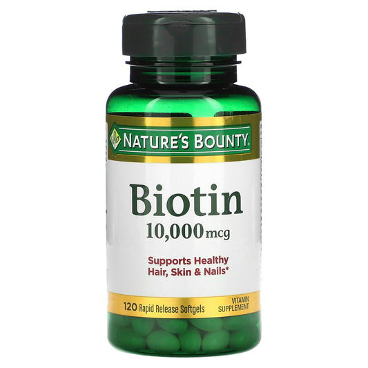 Nature's Bounty, Biotin, 10,000 mcg, 120 Rapid Release Softgels - Image 1