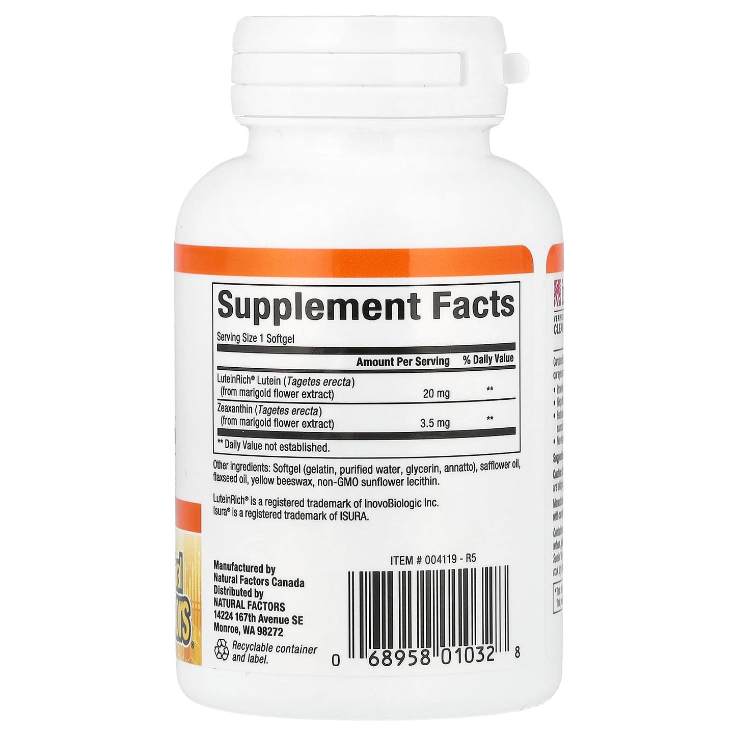 Natural Factors, Lutein, 20 mg, 60 Softgels