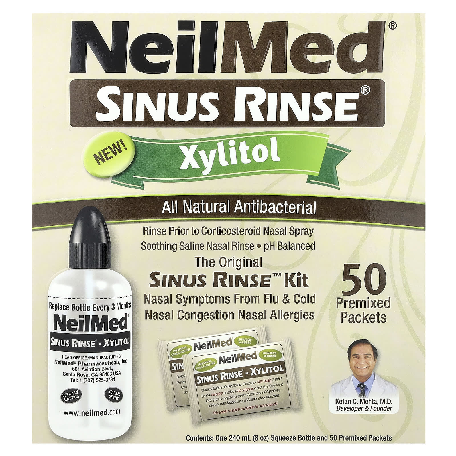 NeilMed, Sinus Rinse®, Xylitol, Sinus Rinse™ Kit, 2 Piece Kit - Image 1