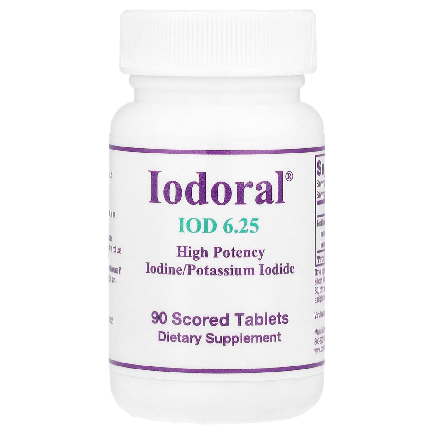 Optimox, Iodoral®, IOD, High Potency, 6.25 mg, 90 Scored Tablets - Image 1