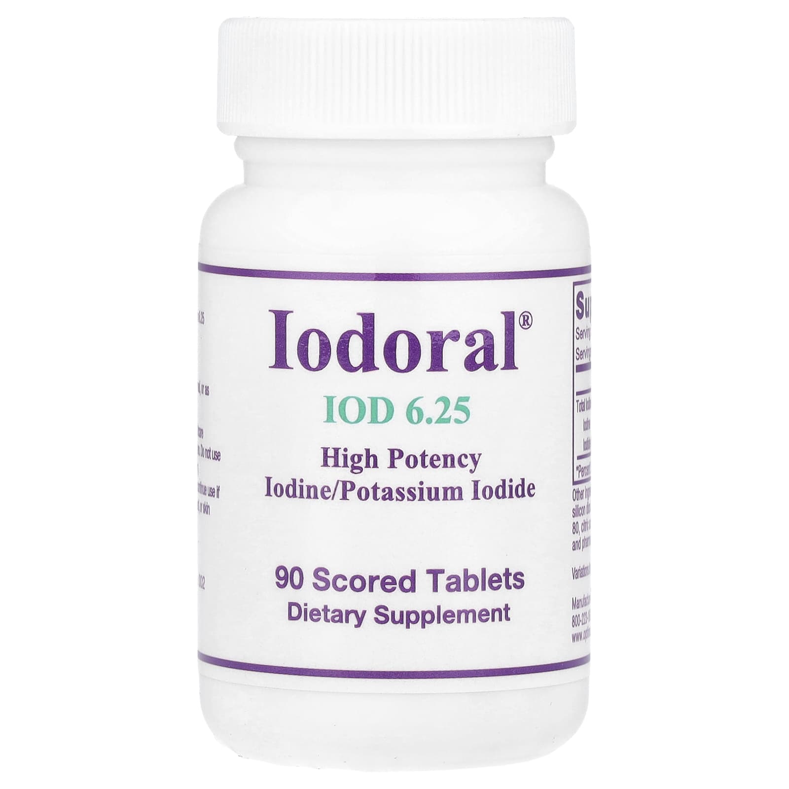 Optimox, Iodoral®, IOD, High Potency, 6.25 mg, 90 Scored Tablets - Image 1