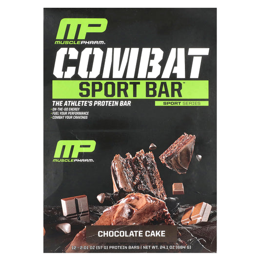MusclePharm, Combat Sport Bar™, Chocolate Cake, 12 Bars, 2.01 oz (57 g) Each - Image 1