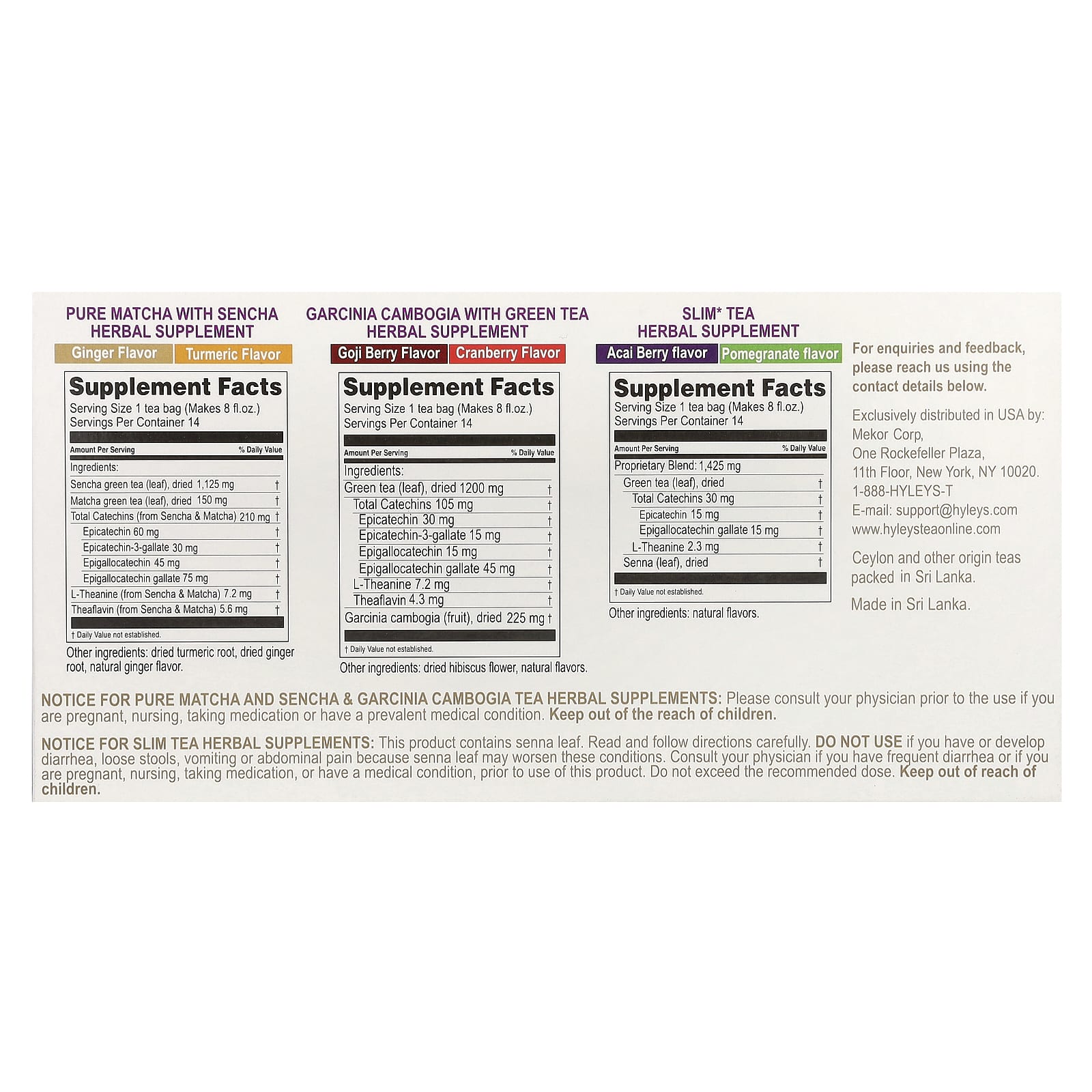 Hyleys Tea, 14 Days Weight Loss Kit, 42 Foil Envelope Tea Bags, 2.22 oz (63 g)