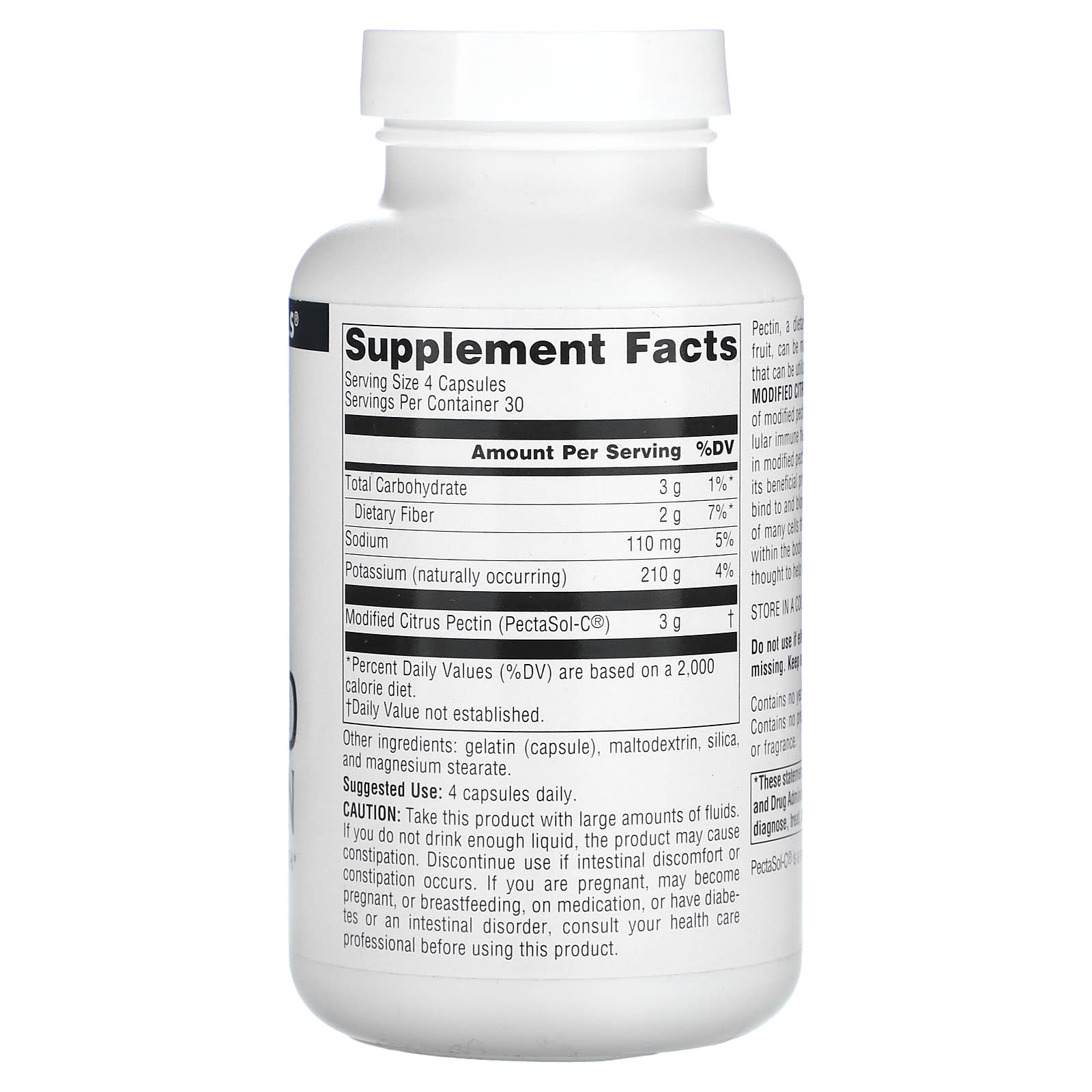 Source Naturals, PectImmune, Modified Citrus Pectin, 750 mg, 120 Capsules (187 mg per Capsule) - Image 2