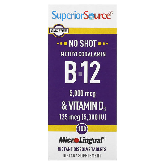 Superior Source, Methylcobalamin B-12 & Vitamin D3, 100 MicroLingual Instant Dissolve Tablets - Image 1