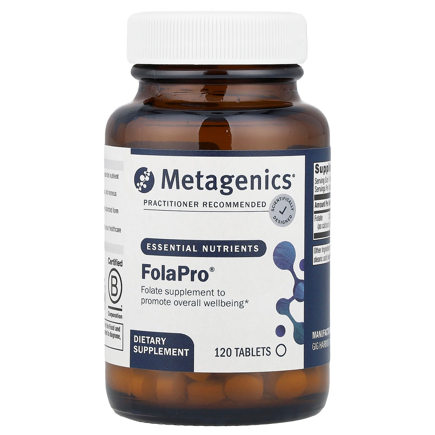 Metagenics, FolaPro®, 1,330 mcg, 120 Tablets - Image 1