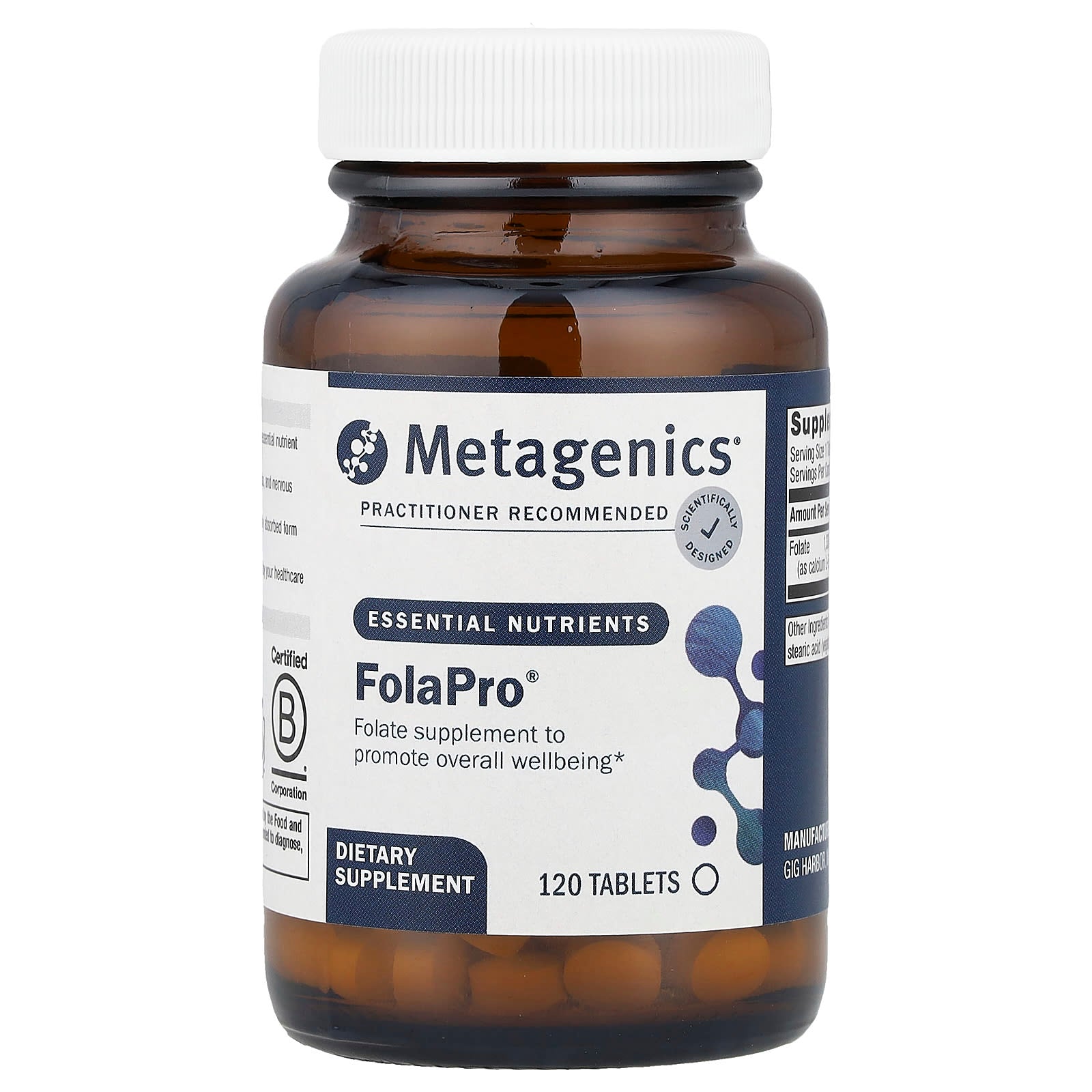 Metagenics, FolaPro®, 1,330 mcg, 120 Tablets - Image 1