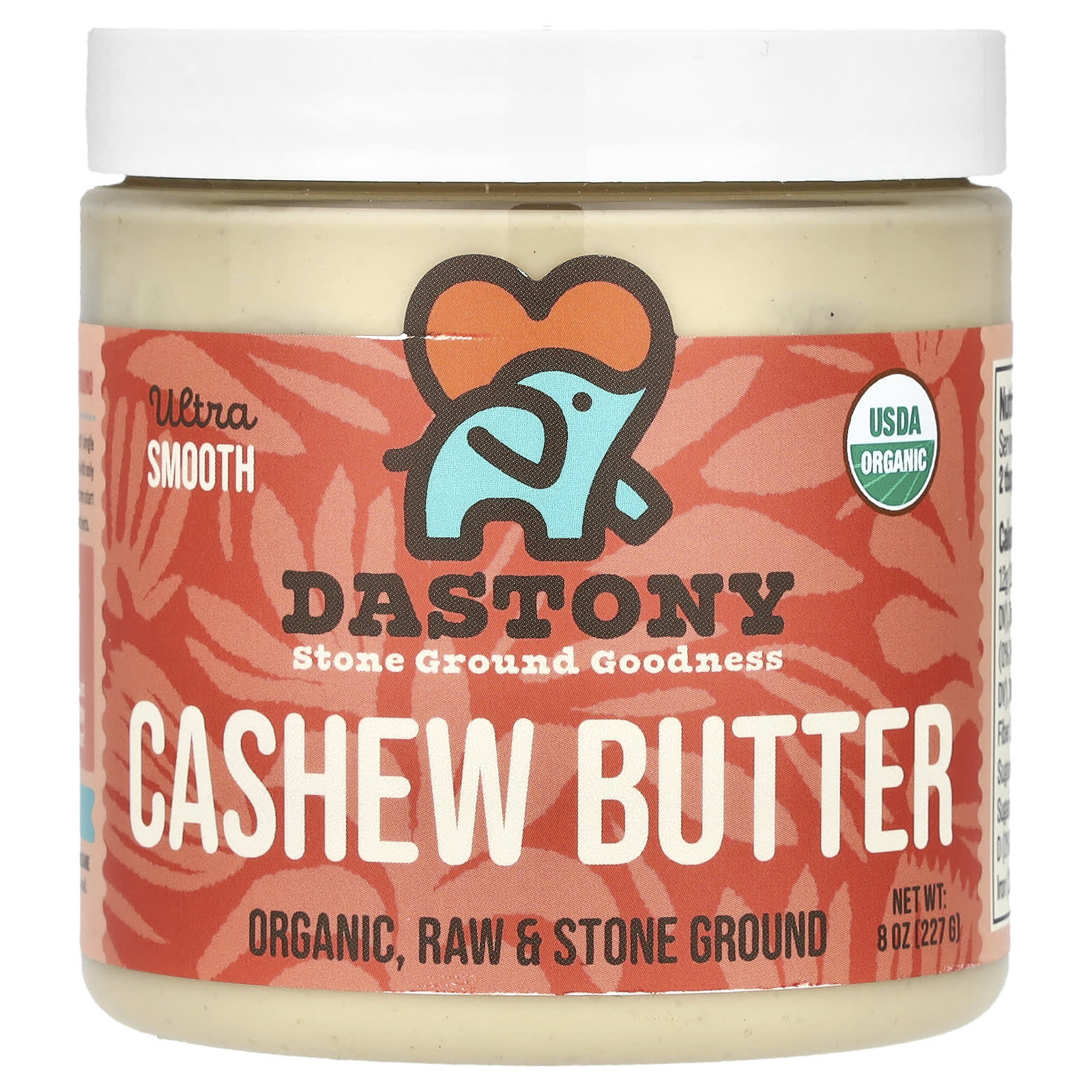 Dastony USDA Organic Cashew Butter, 8 oz, Ultra Smooth, Paleo Friendly - Image 1