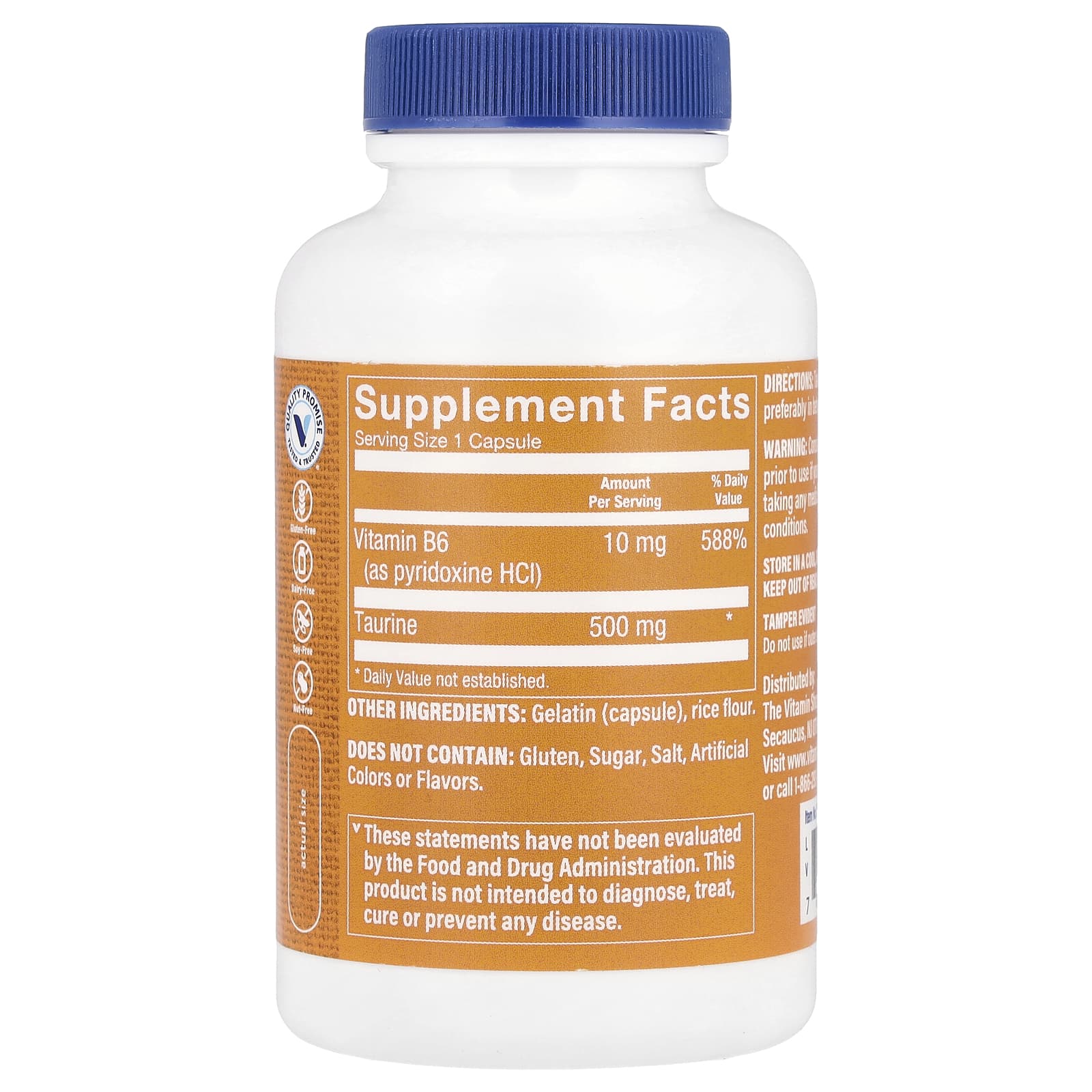 The Vitamin Shoppe, Taurine, 500 mg, 100 Capsules