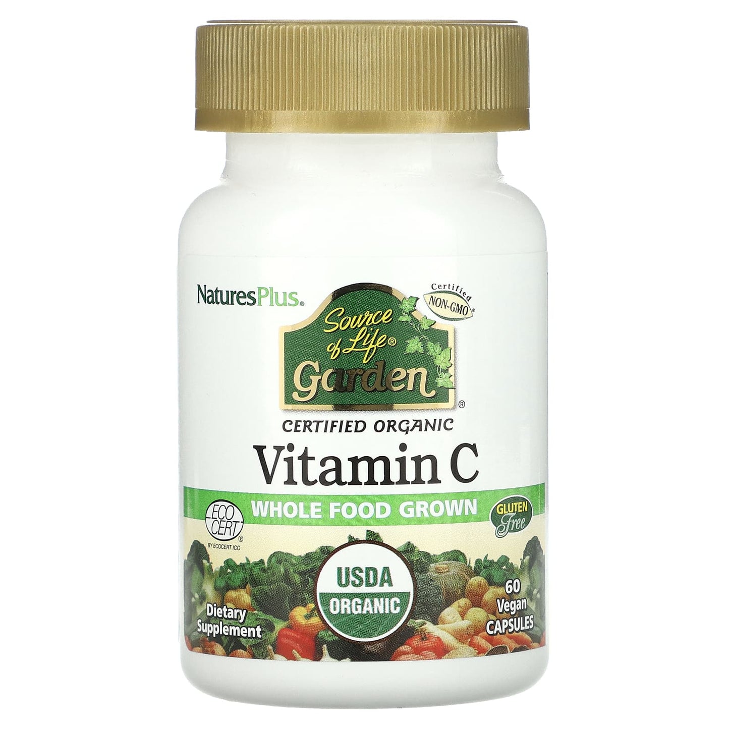 NaturesPlus, Source of Life Garden, Vitamin C, 60 Vegan Capsules - Image 1