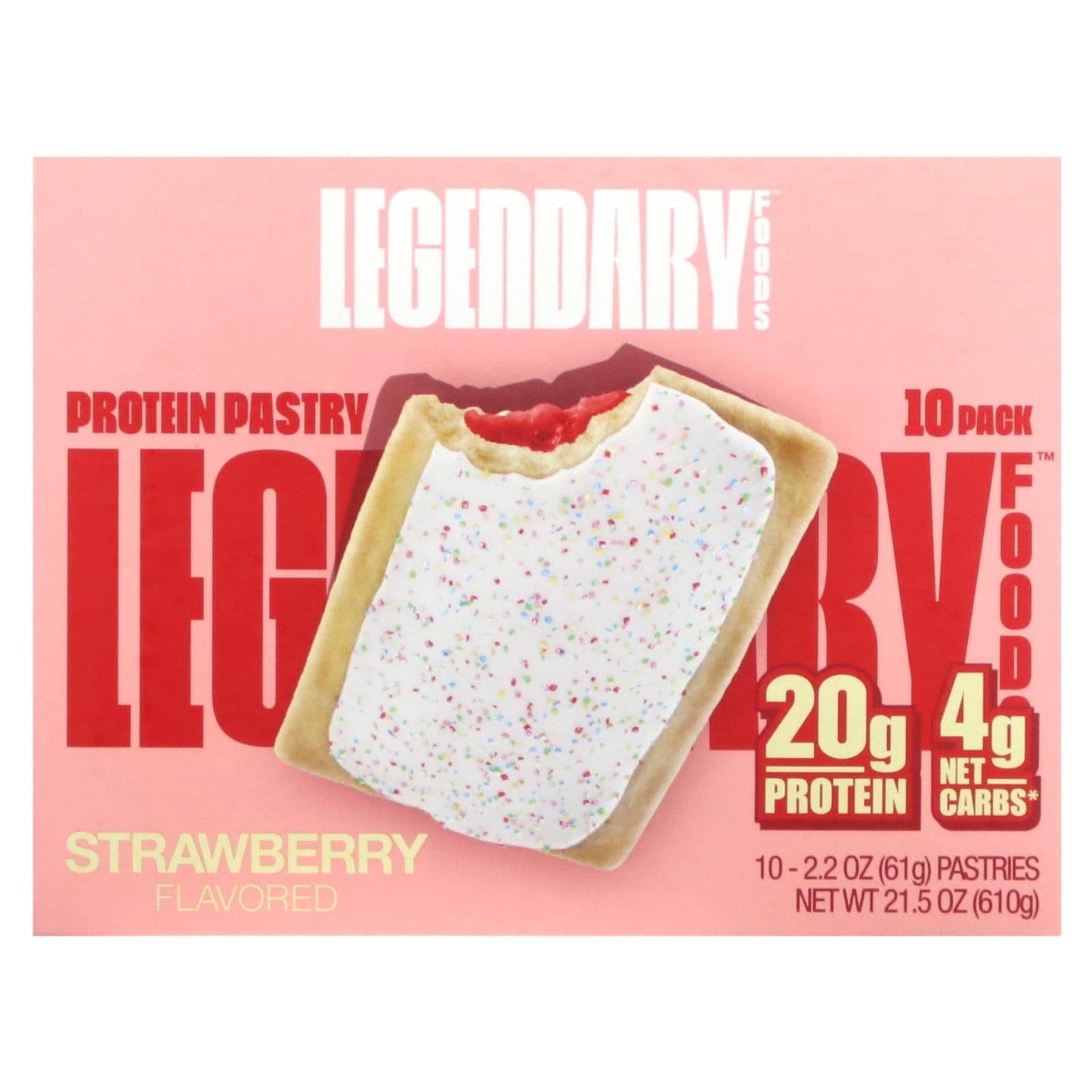 Legendary Foods, Protein Pastry, Strawberry, 10 Pack, 2.2 oz (61 g) Each - Image 1