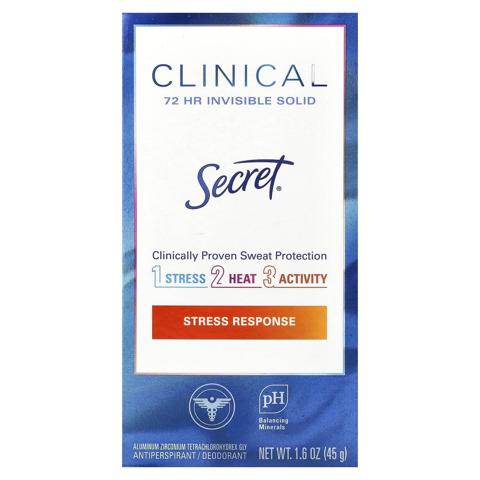 Secret, Clinical, 72 Hr Invisible Solid, Antiperspirant/Deodorant, Stress Response, 1.6 oz (45 g) - Image 2