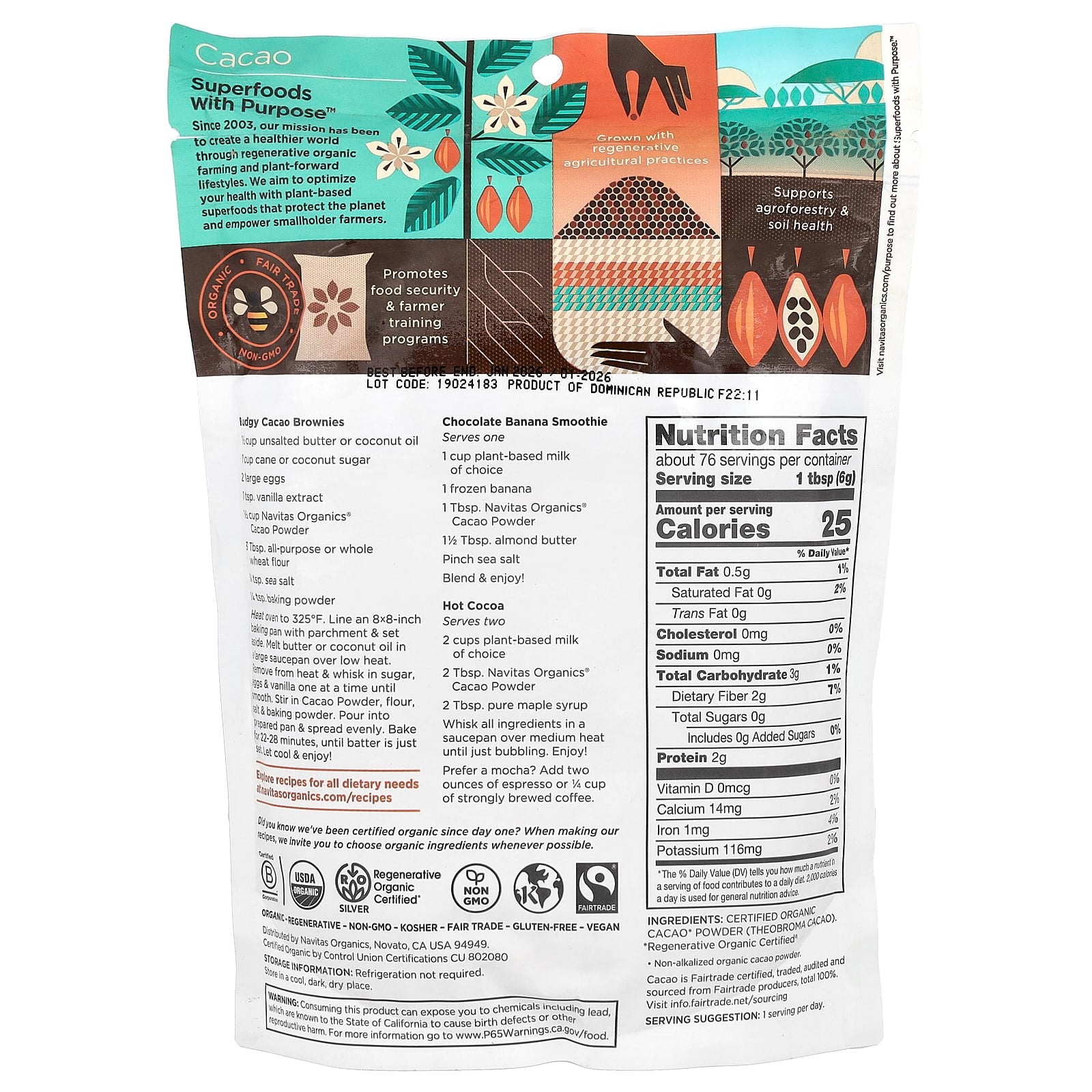 Navitas Organics, Organic Cacao Powder, Unsweetened, 16 oz (454 g) - Image 2