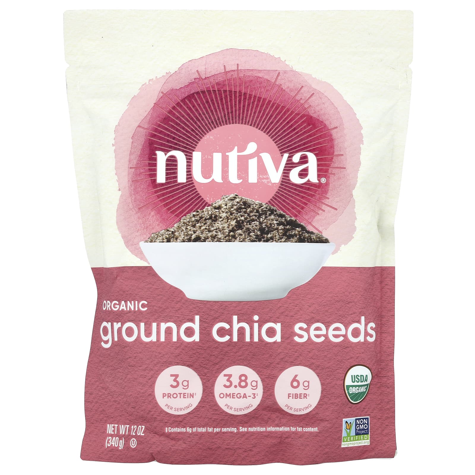 Nutiva, Organic Ground Chia Seeds, 12 oz (340 g) - Image 1