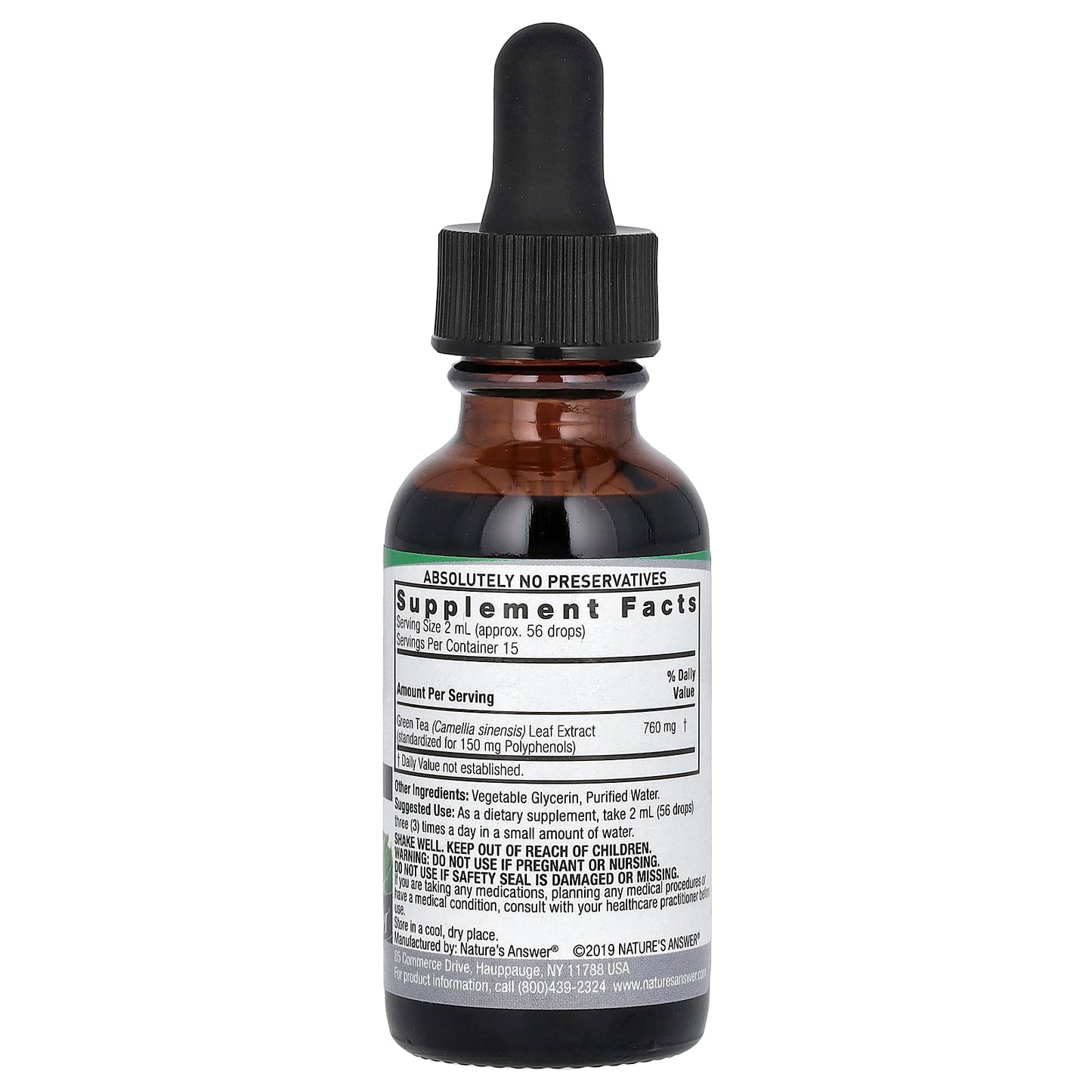 Nature's Answer, Green Tea Extract, Alcohol-Free, 760 mg, 1 fl oz (30 ml) - Image 2