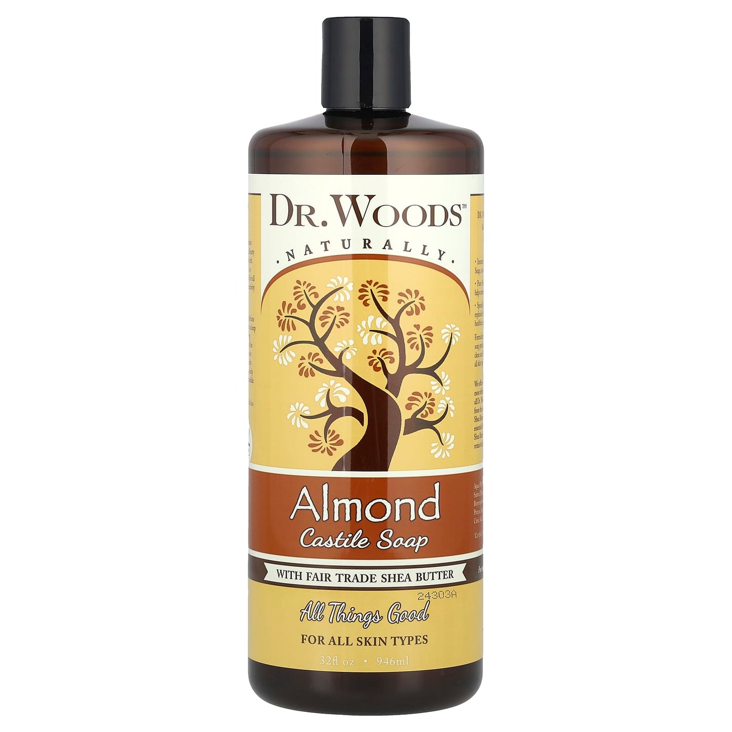 Nourishing Almond Castile Soap with Fair Trade Shea Butter by Dr. Woods - 32 fl oz - Image 1