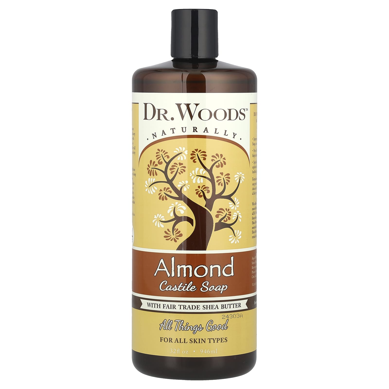 Nourishing Almond Castile Soap with Fair Trade Shea Butter by Dr. Woods - 32 fl oz - Image 1