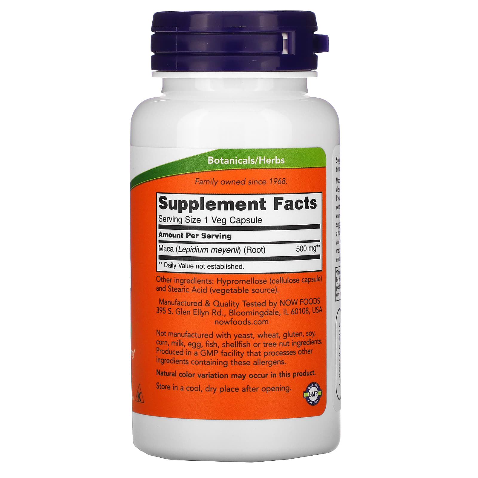 NOW Foods, Maca, 500 mg, 100 Veg Capsules - Image 2