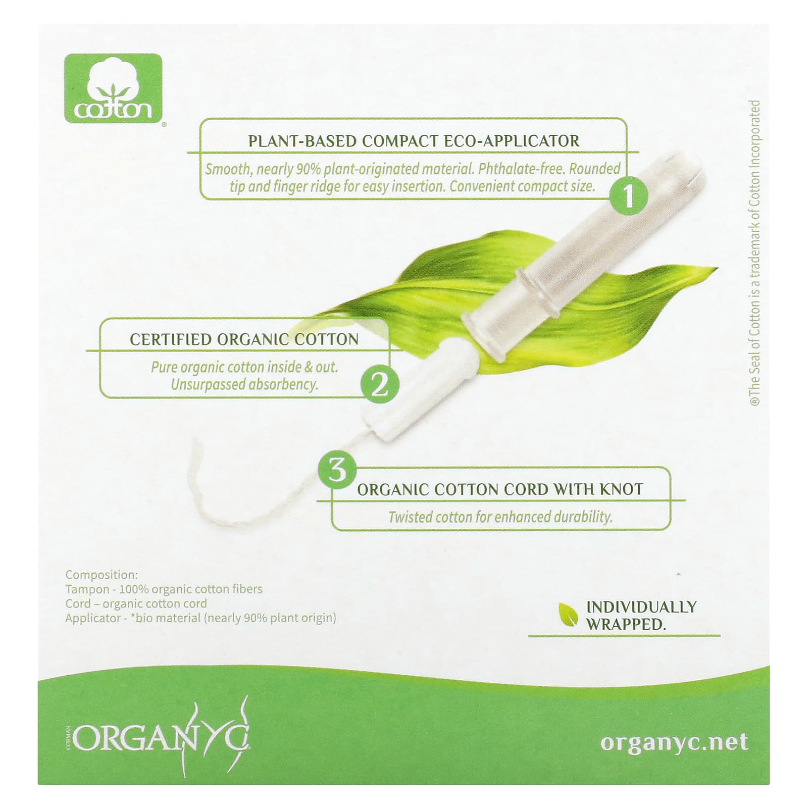 Organyc, Organic Tampons, Compact, Super, 16 Tampons - Image 2