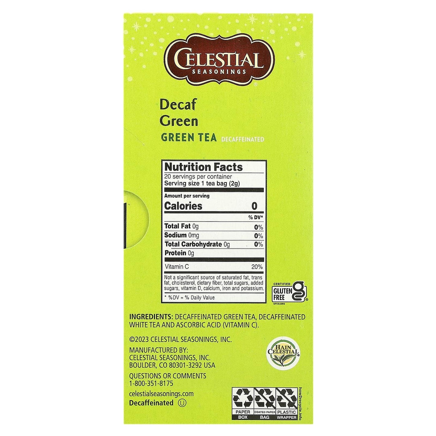 Decaffeinated Green Tea by Celestial Seasonings, 20 Tea Bags - Image 2