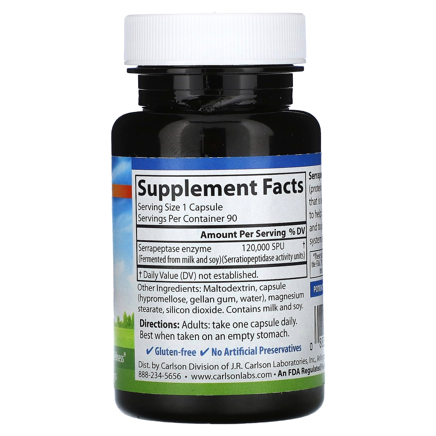 Carlson Serrapeptase Supplement for Immune & Joint Health - 90 Capsules - Image 2